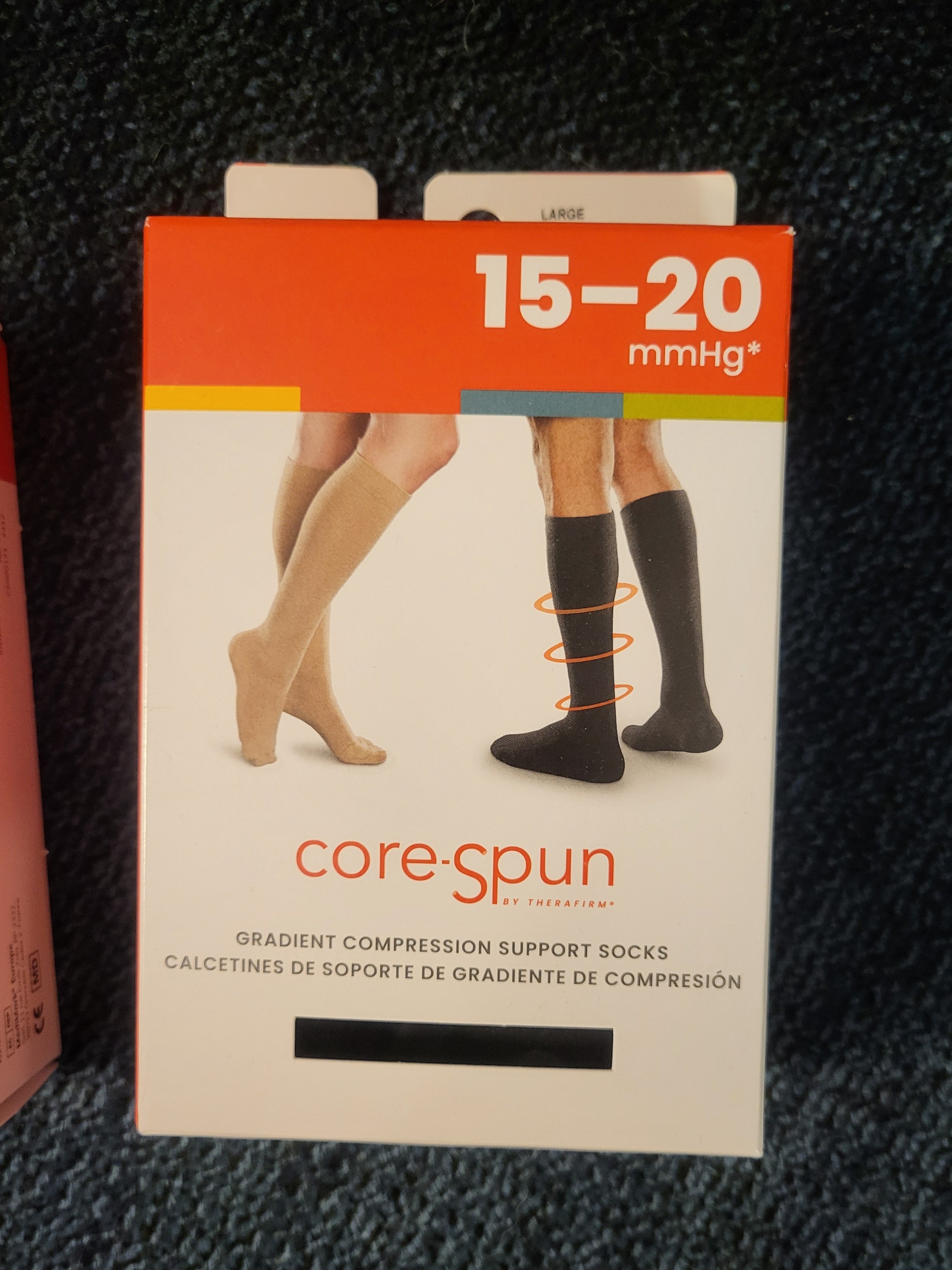 2 Boxes Of CoreSpun 1520 Mmhg Gradient Compression Support Socks  Black